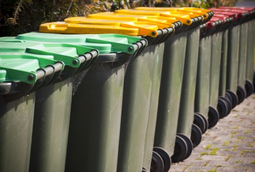 Professional garbage collection team working on a London street